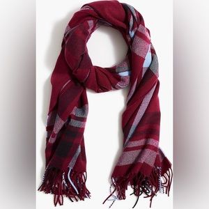 NEW J. CREW CLASSIC PLAID CHECK SCARF WRAP - BURGUNDY RED, ANTIQUE NAVY